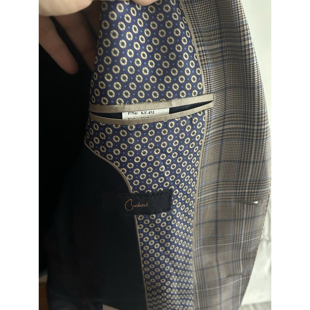 REDA Italy Mens 40 Blazer Sport Coat Brown Blue Plaid Wool Preppy - Picture 16 of 16